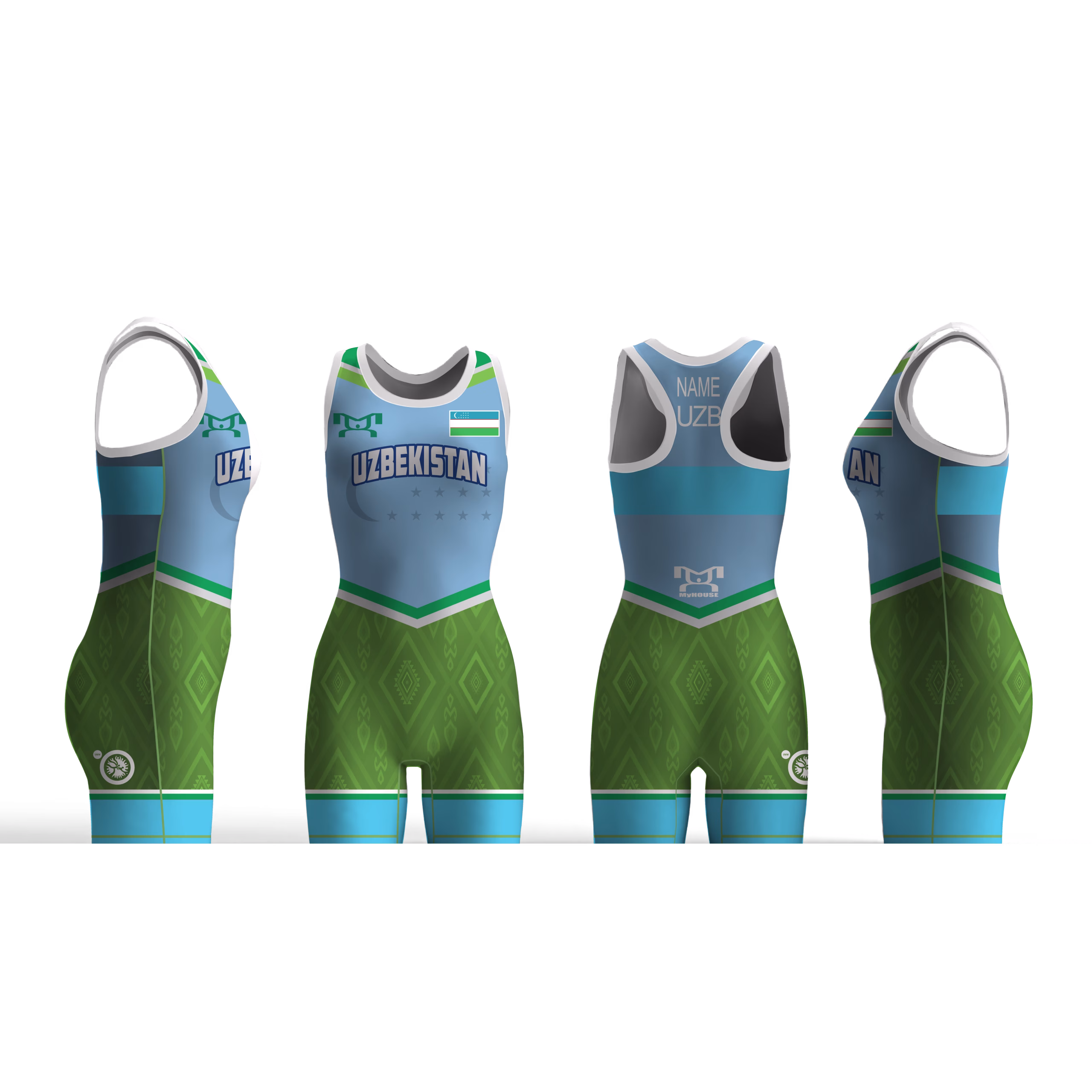 Uzbekistan UWW 2024 Women's Blue Freestyle Singlet (pre order)