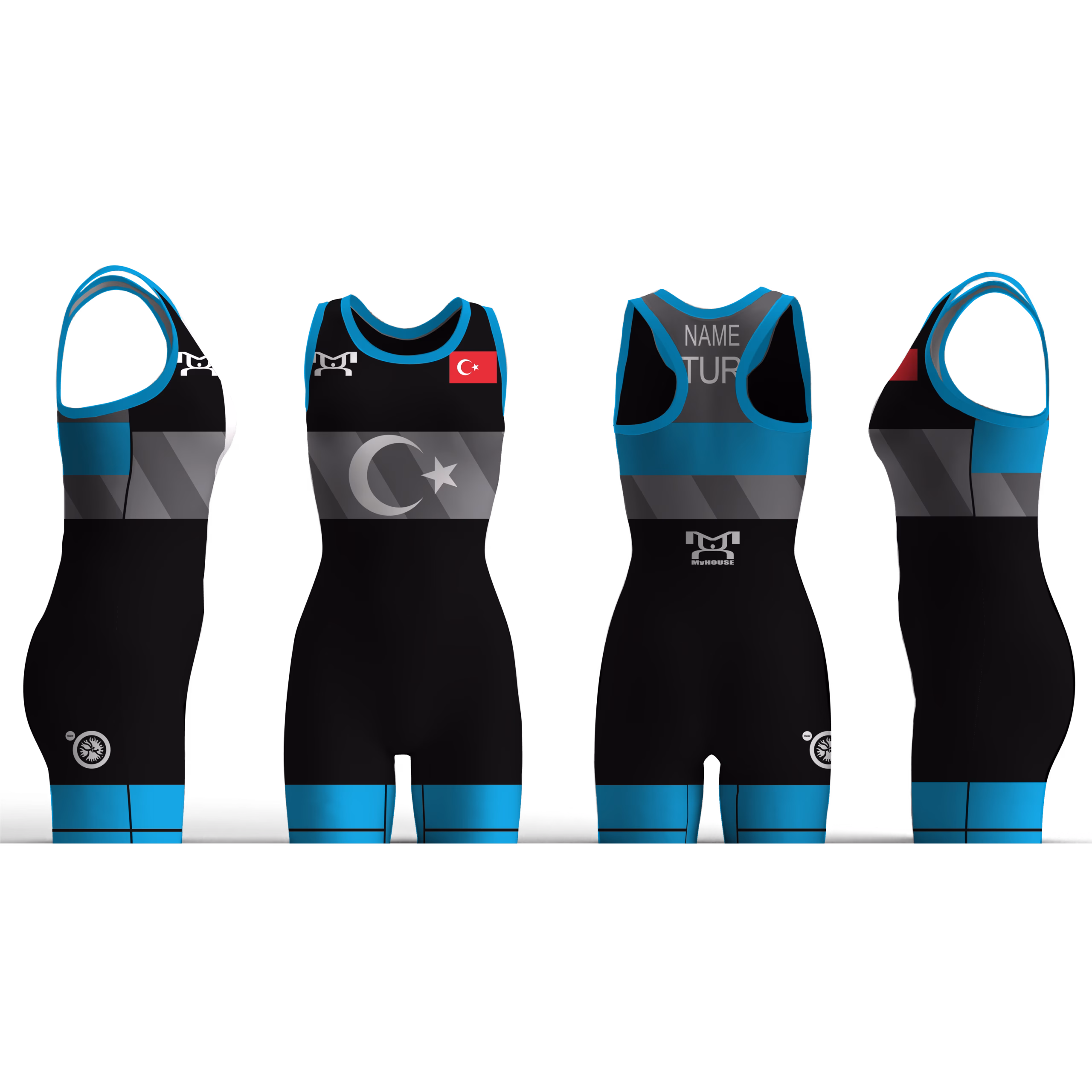 Turkey (Türkiye) UWW 2024 Women's Blue Freestyle Singlet (pre order)
