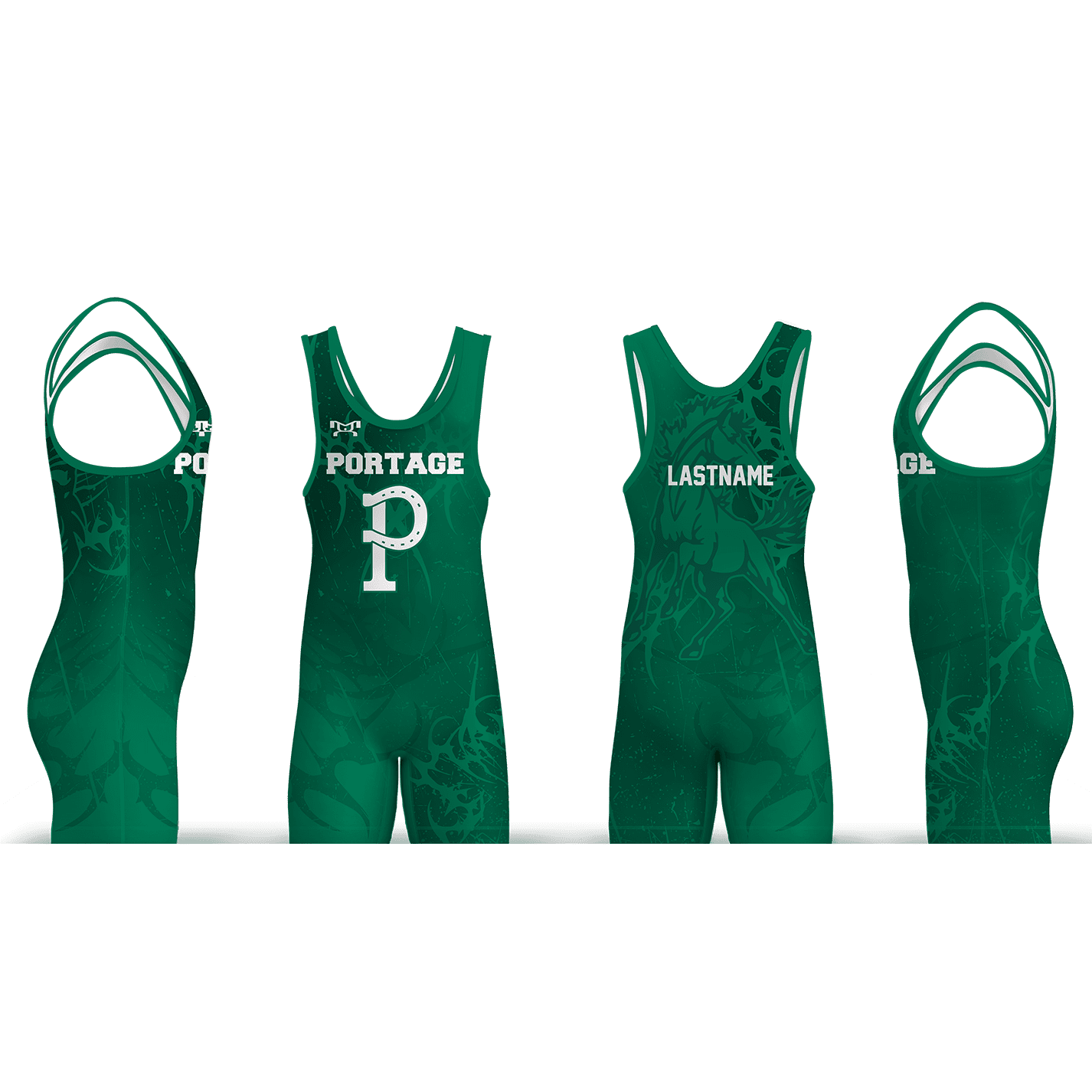 Portage Youth Wrestling Solid Green Men's Singlet 2026