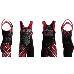 Outlaws Wrestling Club Men's Black red White Stripe 2026 Singlet