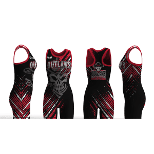 Outlaws Wrestling Club black red & white stripe 2026 Women's Racerback Singlet