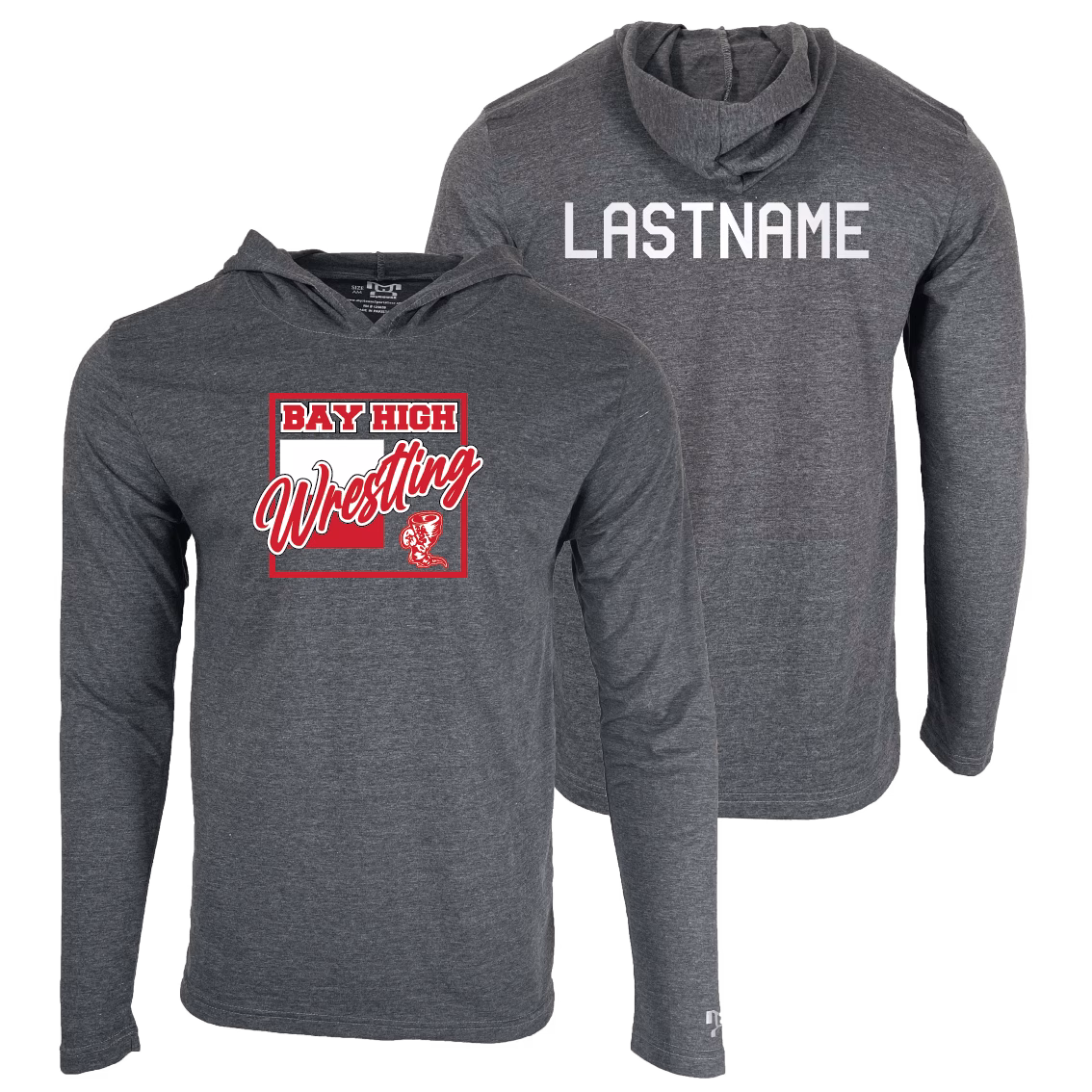 Bay High School Custom Heat Press Long Sleeve Hoodie T-Shirt