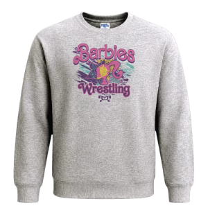 Barbies Wrestling Custom Sublimated Decal Grey Crewneck