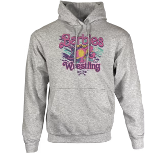 Barbies Wrestling Custom Sublimated Decal Grey Hoodie