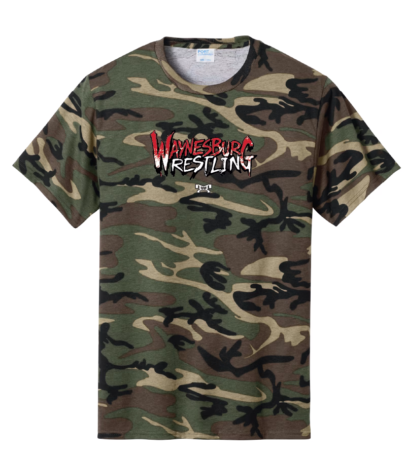 Waynesburg Central Wrestling Camo Custom Heat Press Short Sleeve T-Shirt