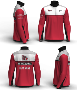 Waynesburg Central Wrestling Red Men's Mid-Weight Custom Quarter Zip