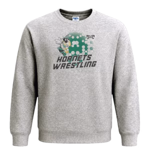 Wellsboro HORNETS Wrestling   Custom Sublimated Decal Grey Crewneck