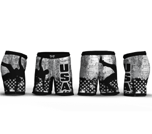USA Black And White Wrestling Fight Shorts