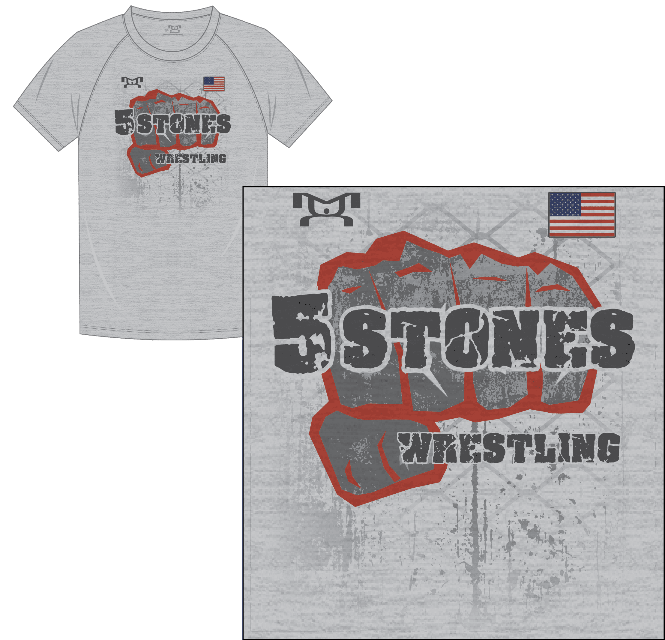 5 Stones Fight Club Wrestling Sublimated Decal T-Shirt 2024