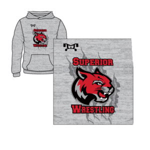 Superior High School Custom Sublimated Decal Grey Hoodie