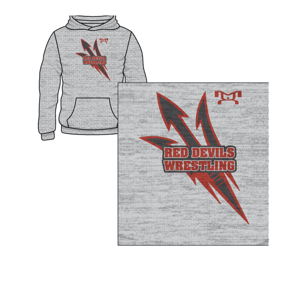 Lowell Red Devils Custom Sublimated Decal Grey Hoodie