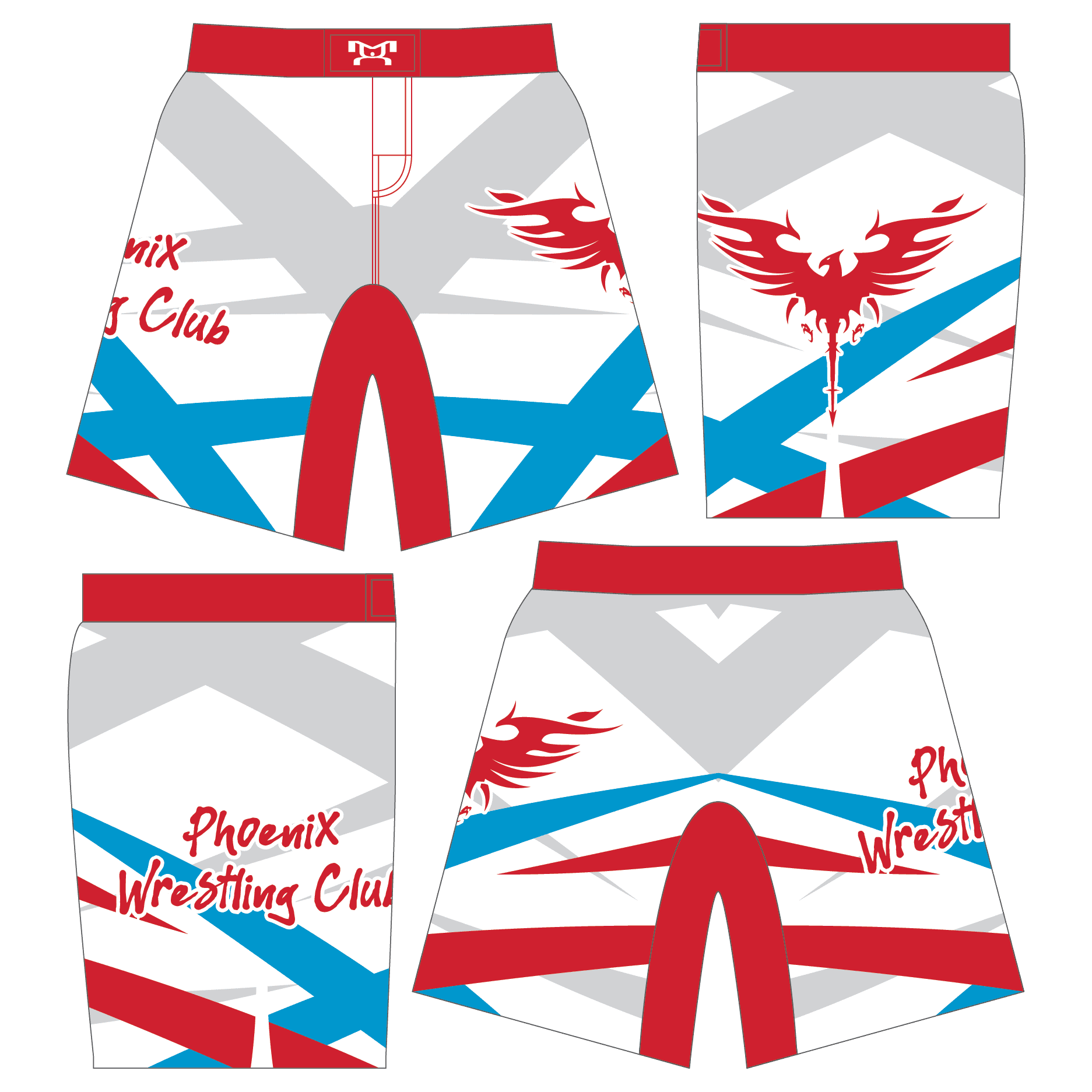 Phoenix Wrestling Club Custom White Fight Shorts