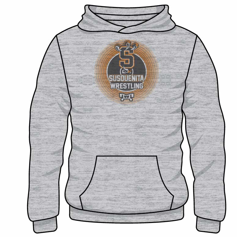 Susquenita Varsity Wrestling Custom Sublimated Decal Grey Hoodie