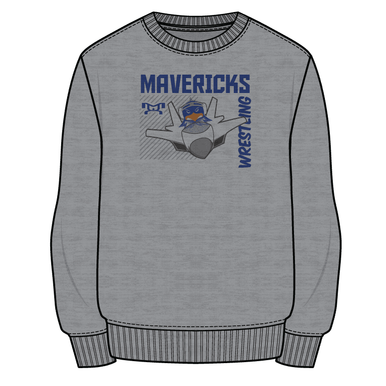 Mavericks Wrestling Sublimated Decal Grey Crewneck