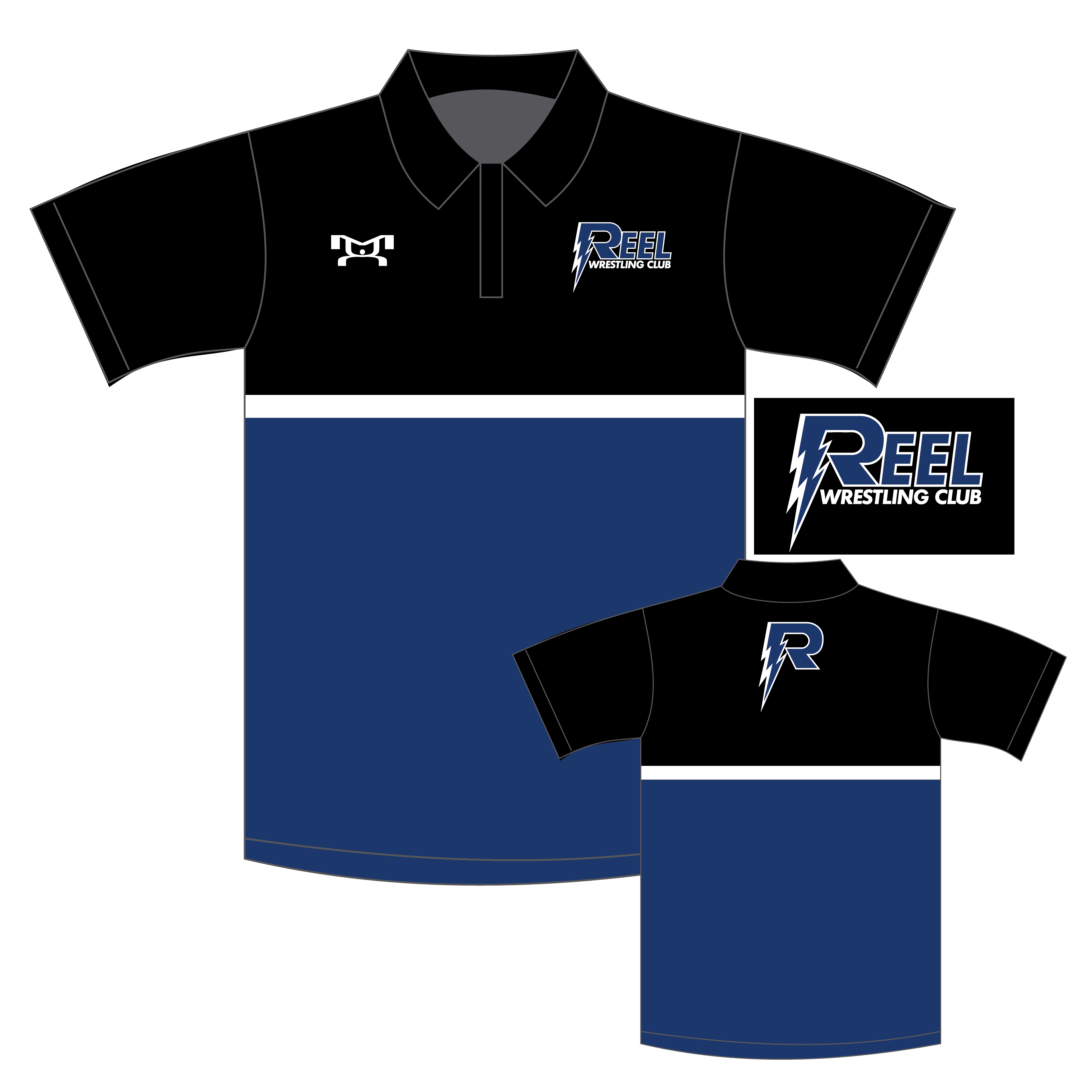 Reel Wrestling Club Black Custom Polo
