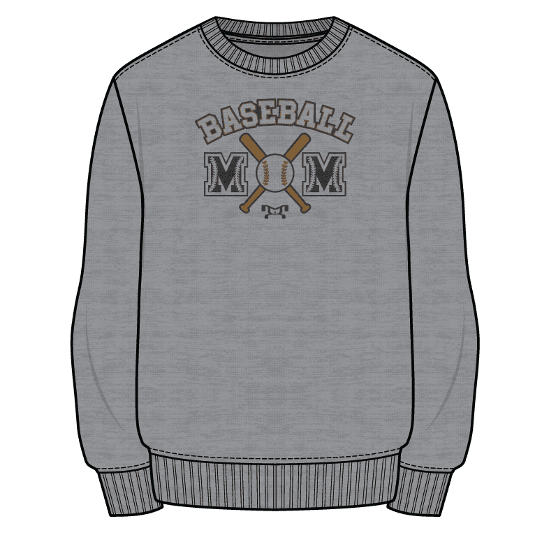 South Scranton Little League Baseball Sublimated Decal MOM Grey Crewneck