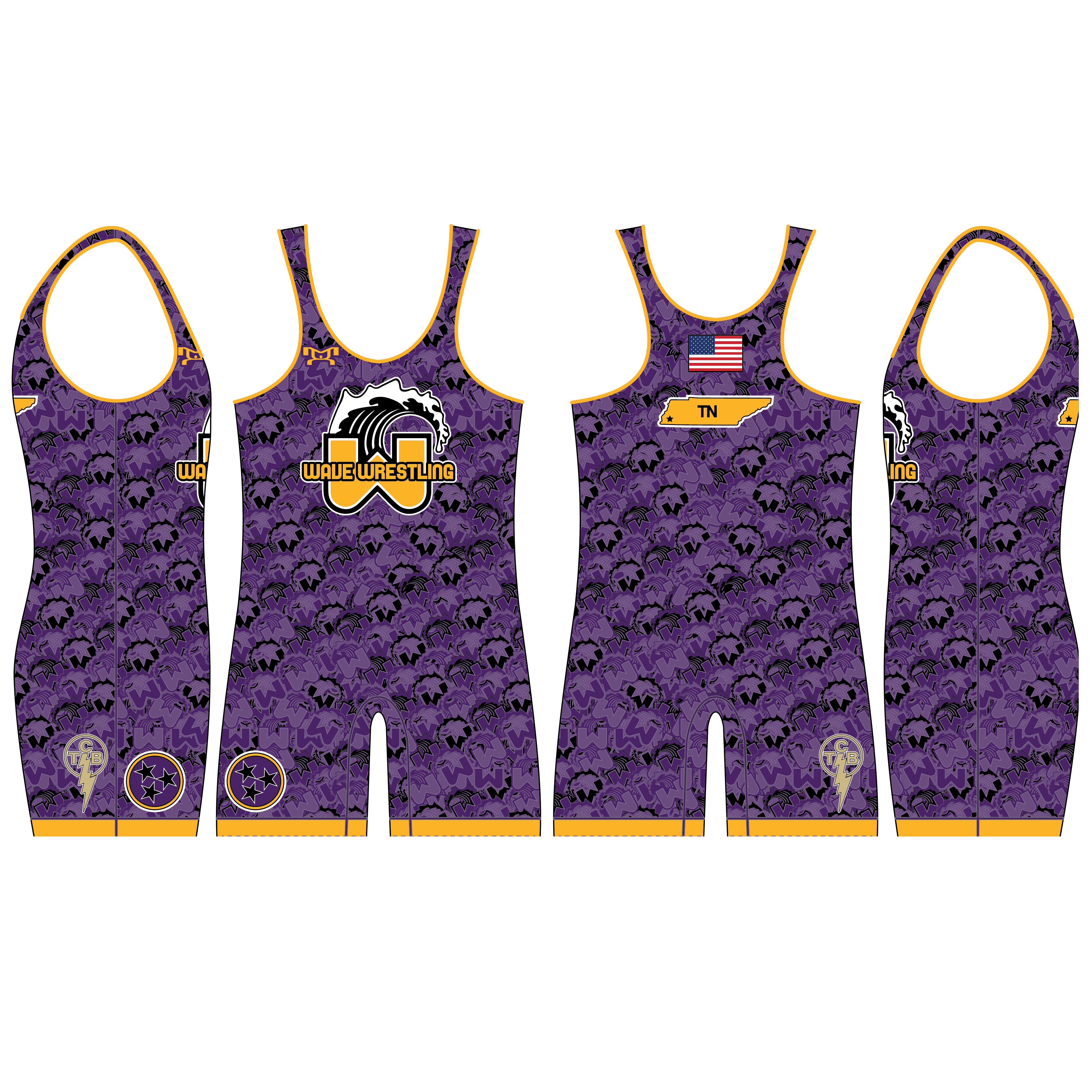 Wave Wrestling Purple Wave Men's Singlet