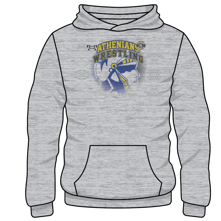 ATHENIANS WRESTLING CLUB Custom Sublimated Decal Grey Hoodie