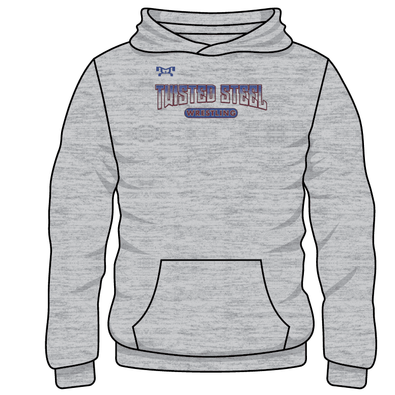 wrestling- Twisted Steel Custom Sublimated Decal Grey Hoodie