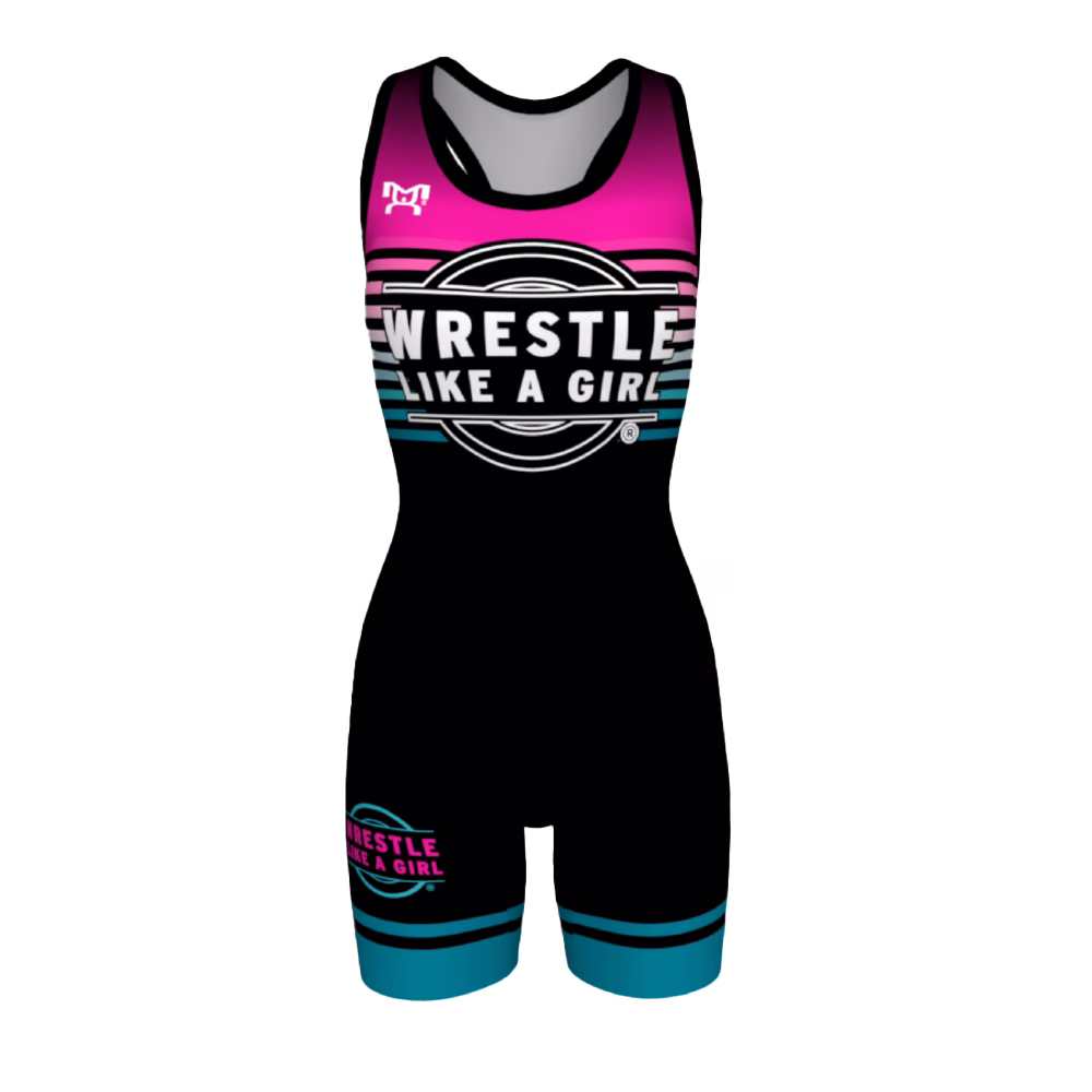 Wrestle Like A Girl Black & Pink Women's Singlet 2024