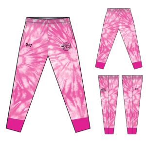 Wrestle Like A Girl Pink Tiedye Sublimated Tapered Pants W/ Zipper(UNISEX)
