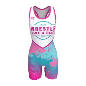 Wrestle Like A Girl Pink & White Women's Singlet 2024