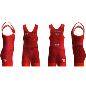 Albania UWW 2024 Red Freestyle Singlet(PRE ORDER)