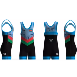 Azerbaijan UWW 2024 Blue Freestyle Singlet(PRE ORDER)