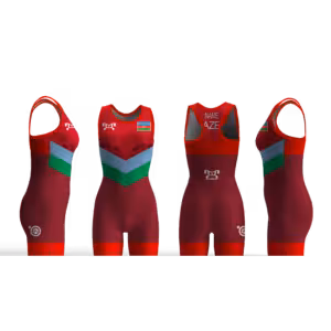 Azerbaijan UWW 2024 Women's Red Freestyle Singlet(PRE ORDER)