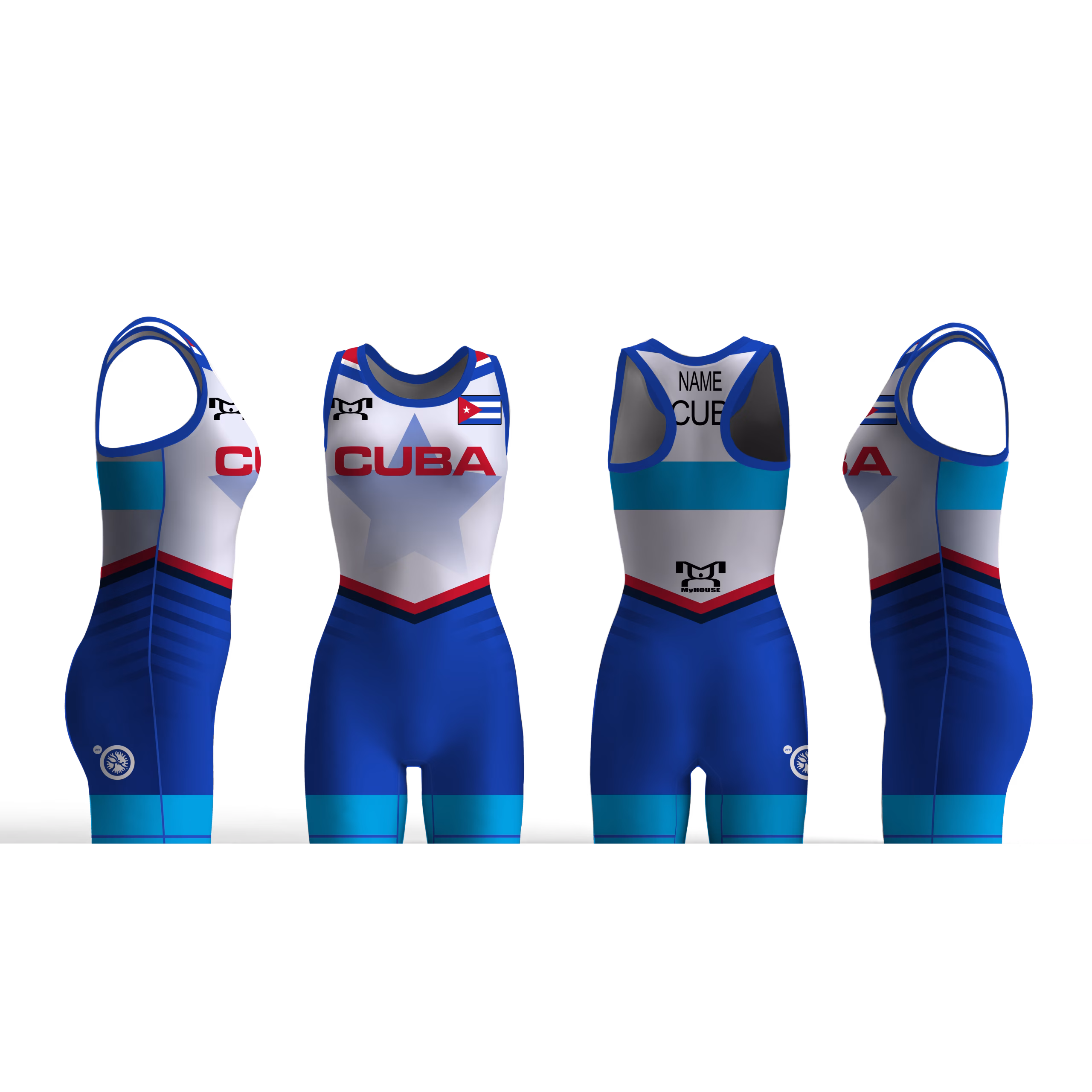 Cuba UWW 2024 Women's Blue Freestyle Singlet(PRE ORDER)