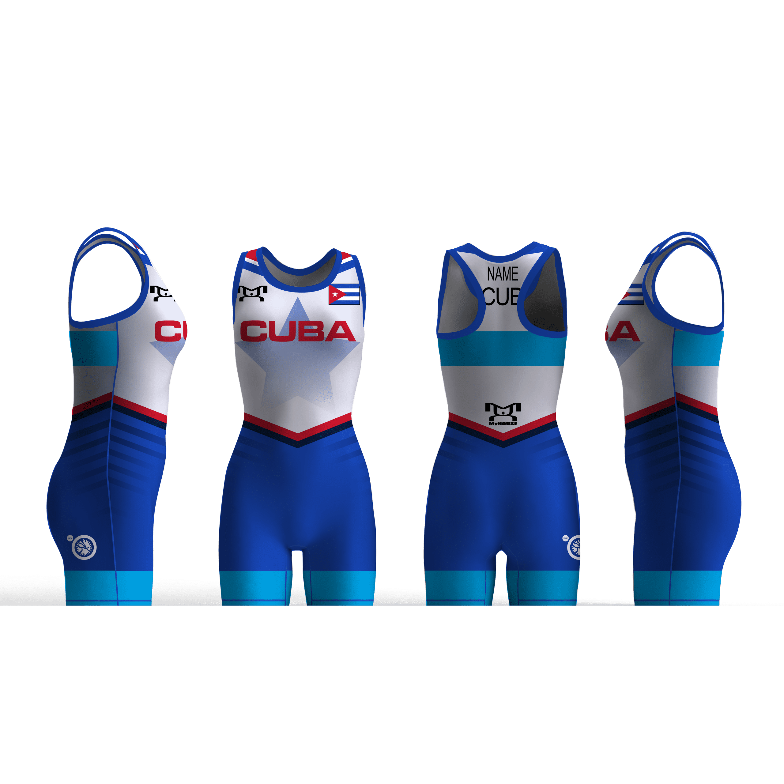 Cuba UWW 2024 Women's Blue Freestyle Singlet(PRE ORDER)