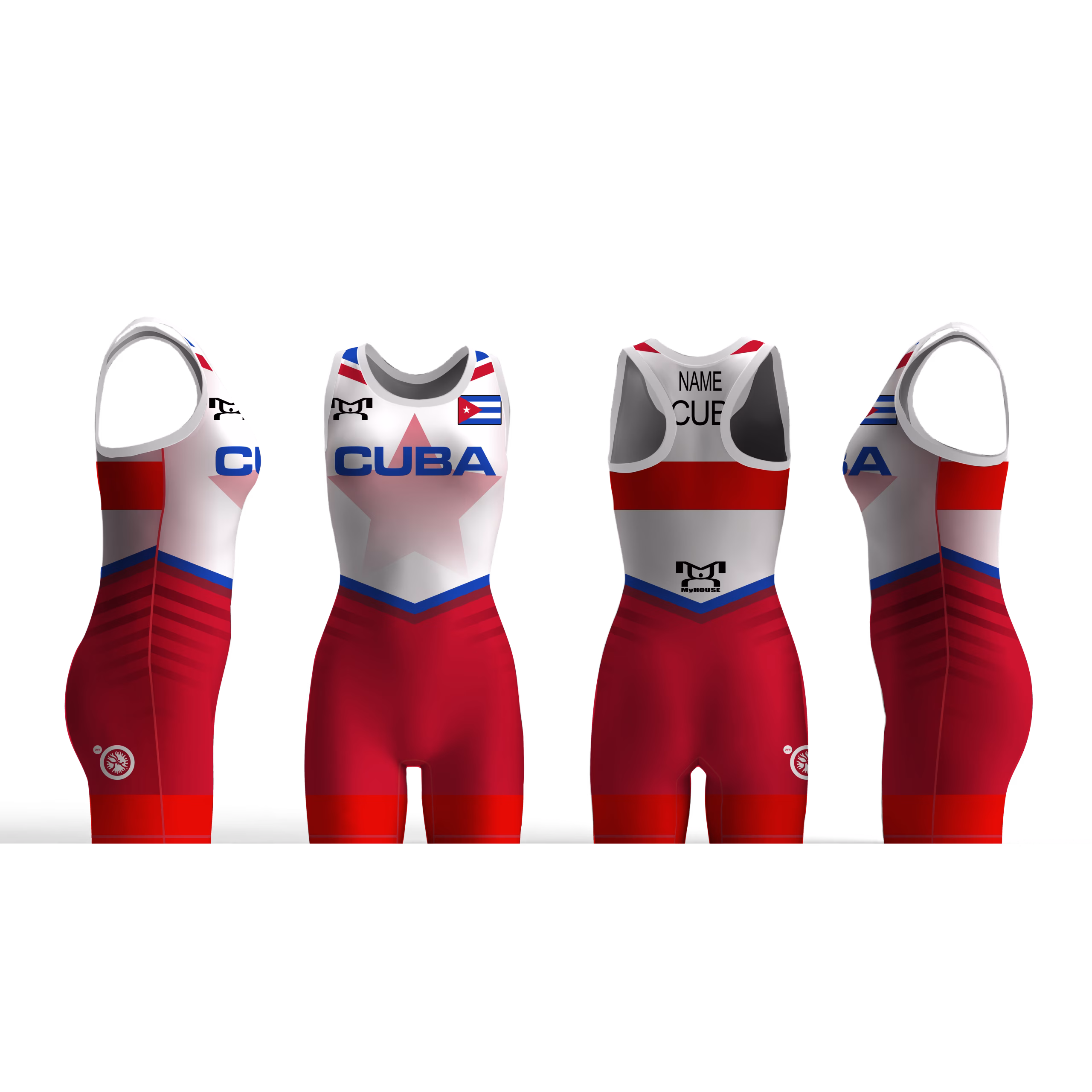 Cuba UWW 2024 Women's Red Freestyle Singlet(PRE ORDER)