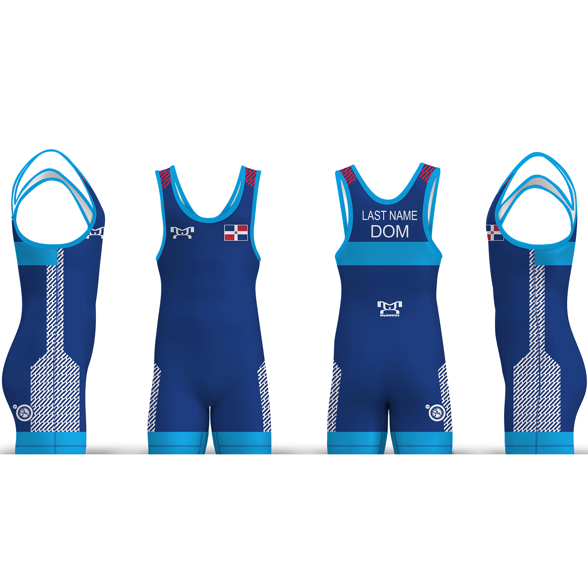 Dominican Republic UWW 2024 Blue Freestyle Singlet(PRE ORDER)
