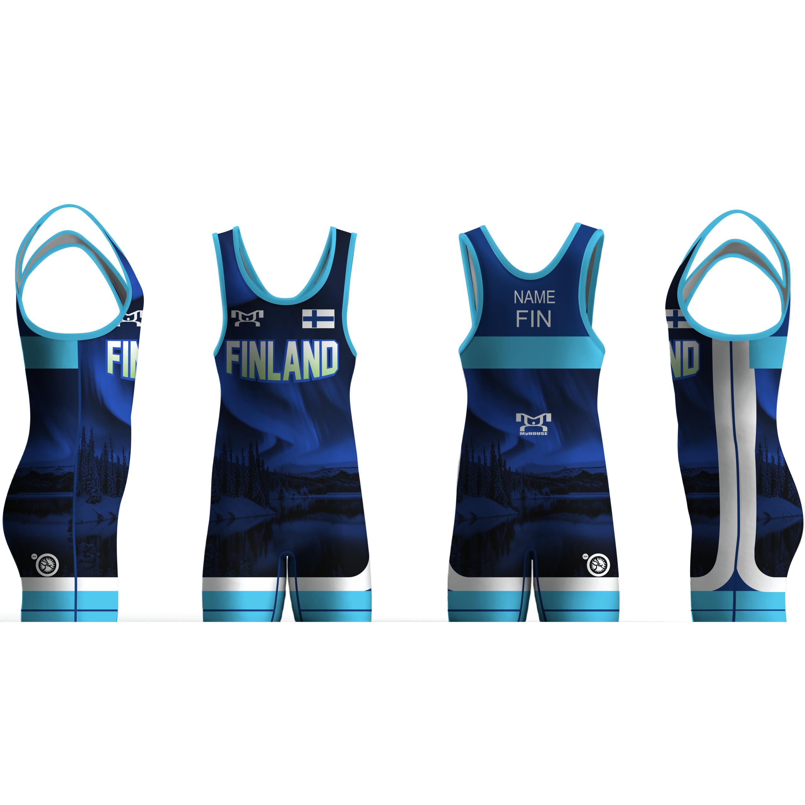 Finland UWW 2024 Blue Freestyle Singlet(PRE ORDER)
