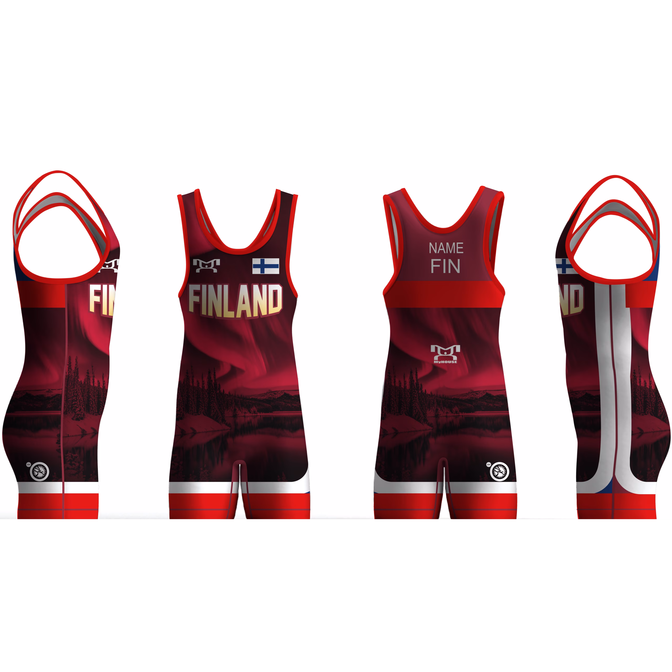 Finland UWW 2024 Red Freestyle Singlet(PRE ORDER)