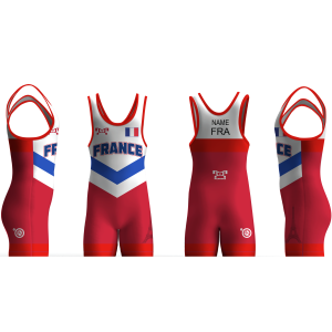 France UWW 2024 Red Freestyle Singlet(PRE ORDER)