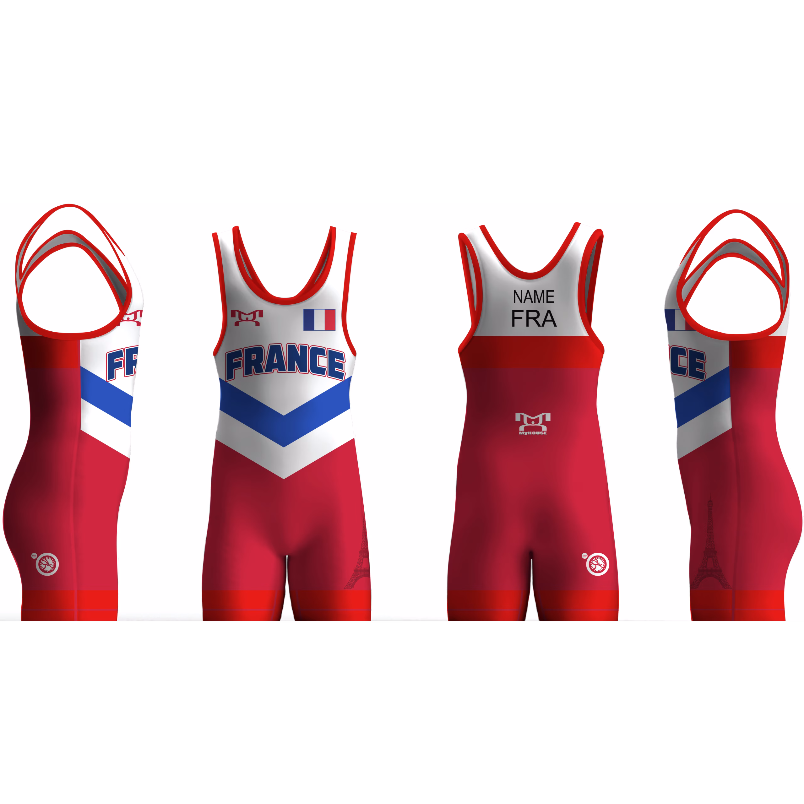 France UWW 2024 Red Freestyle Singlet(PRE ORDER)