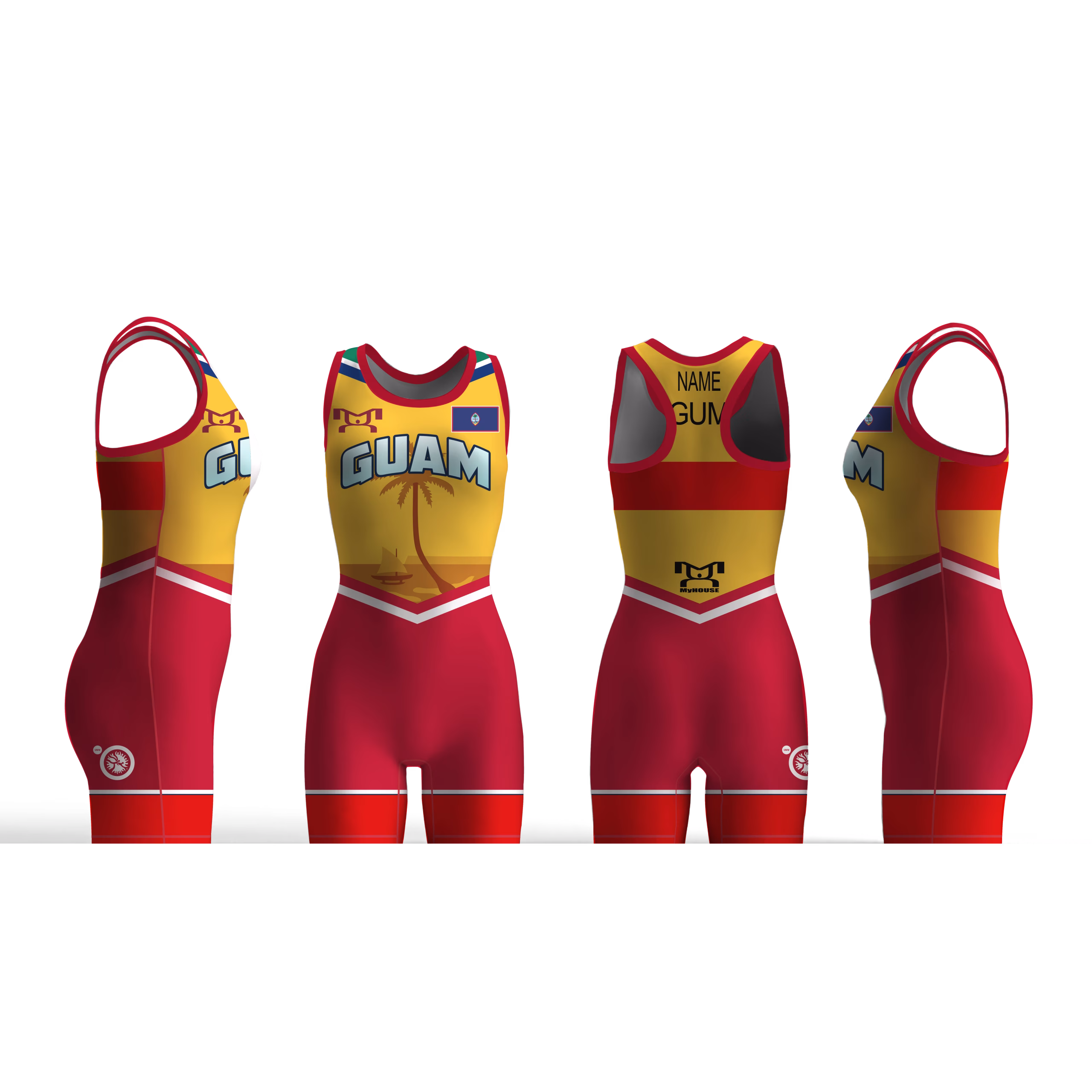 Guam UWW 2024 Women's Red Freestyle Singlet(PRE ORDER)
