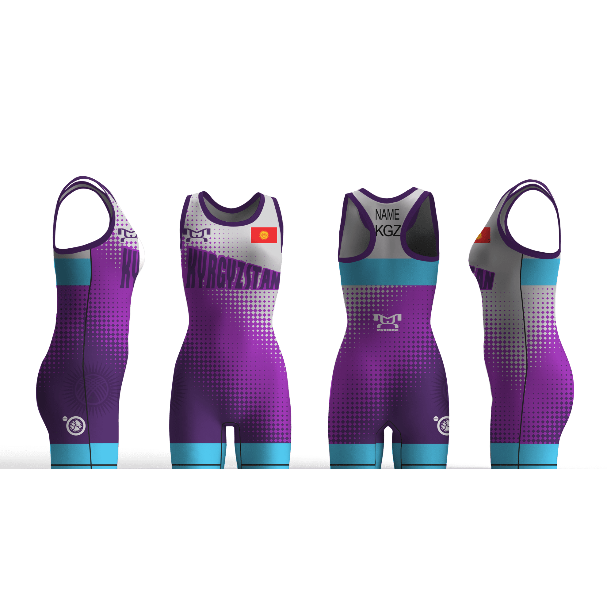 Kyrgyzstan UWW 2024 Women's Blue Freestyle Singlet (pre order)