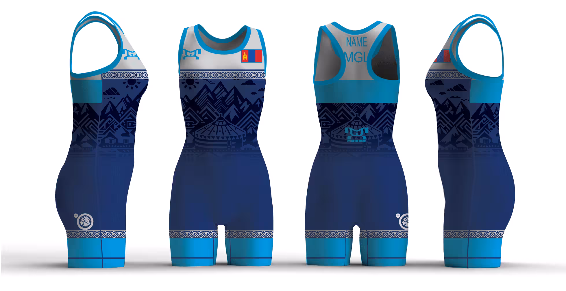 Mongolia UWW 2024 Women's Blue Freestyle Singlet (pre order)