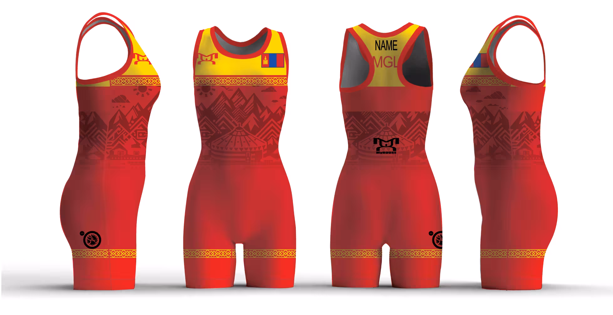 Mongolia UWW 2024 Women's Red Freestyle Singlet (pre order)