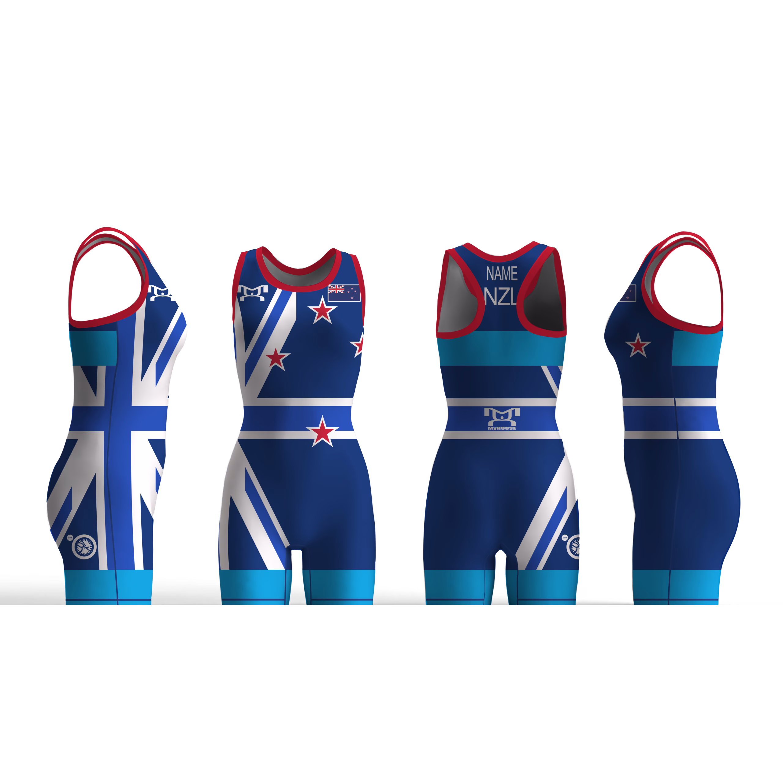 New Zealand UWW 2024 Women's Blue Freestyle Singlet (pre order)