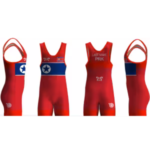 North Korea UWW 2024 Red Freestyle Singlet (pre order)