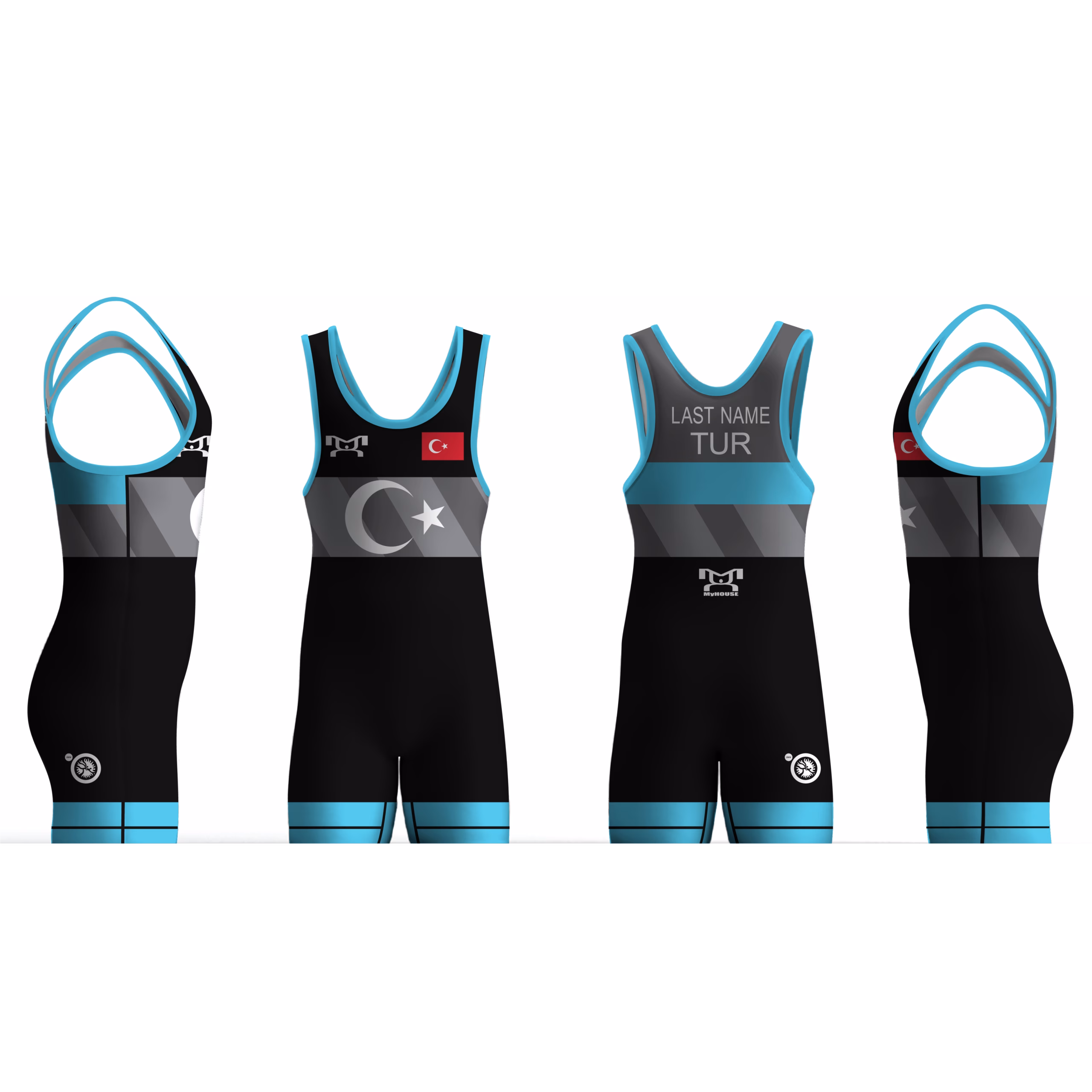 Turkey (Türkiye) UWW 2024 Blue Freestyle Singlet (pre order)