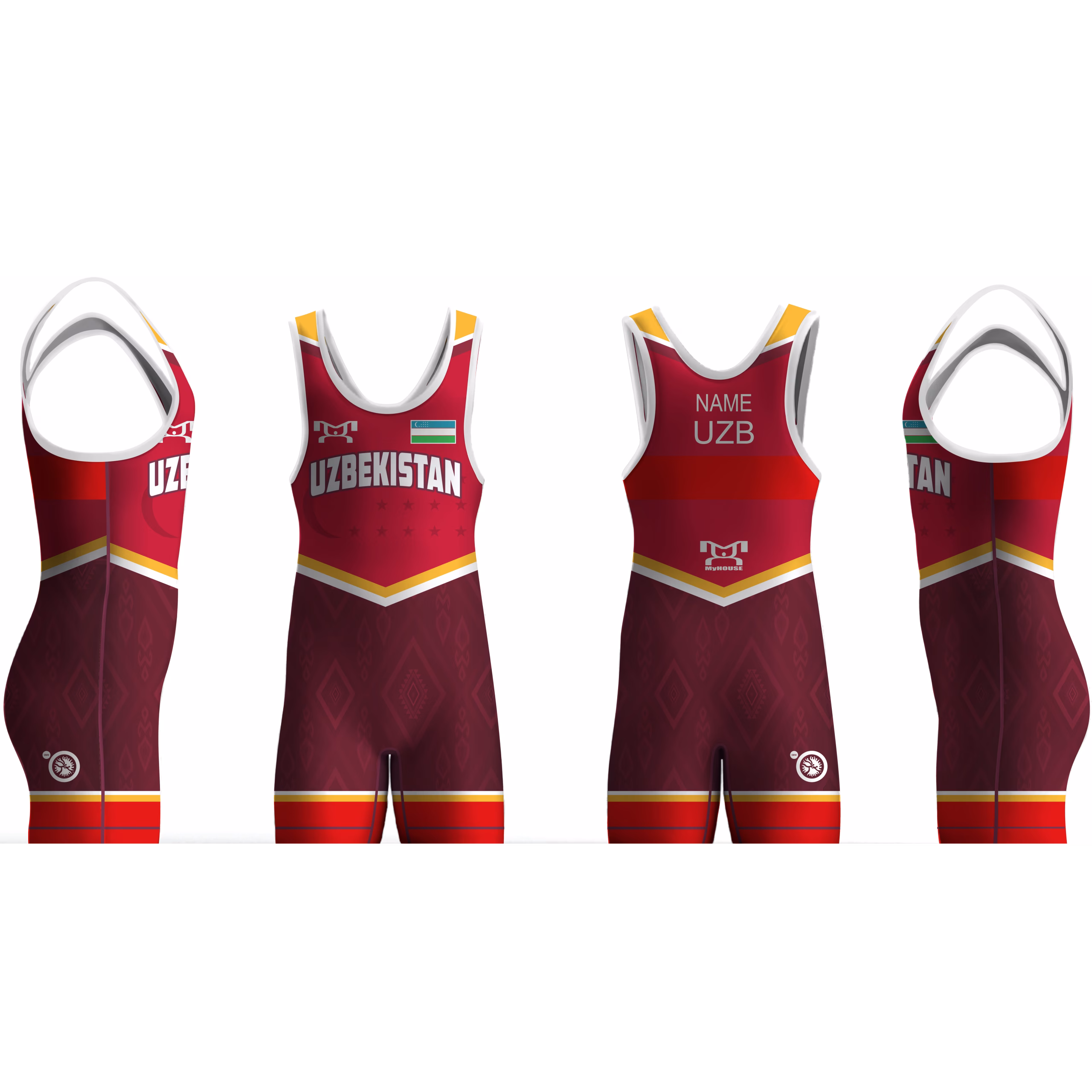 Uzbekistan UWW 2024 Red Freestyle Singlet (pre order)