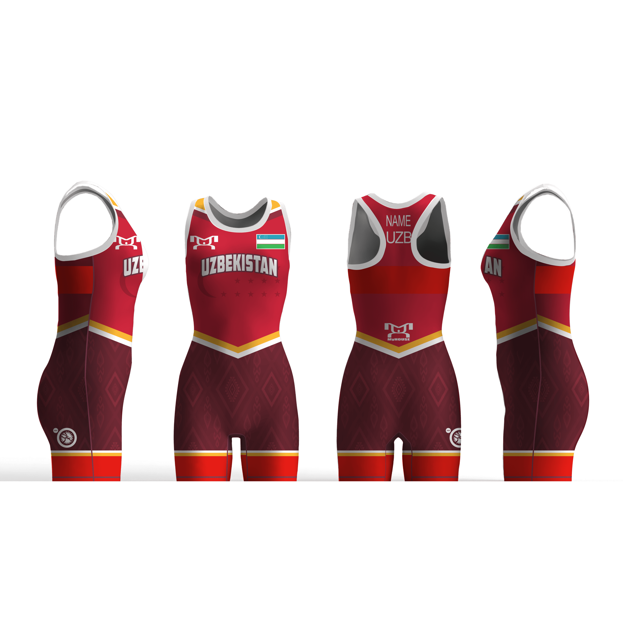 Uzbekistan UWW 2024 Women's Red Freestyle Singlet (pre order)