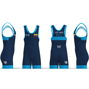 Ecuador UWW 2024 Blue Freestyle Singlet(PRE ORDER)