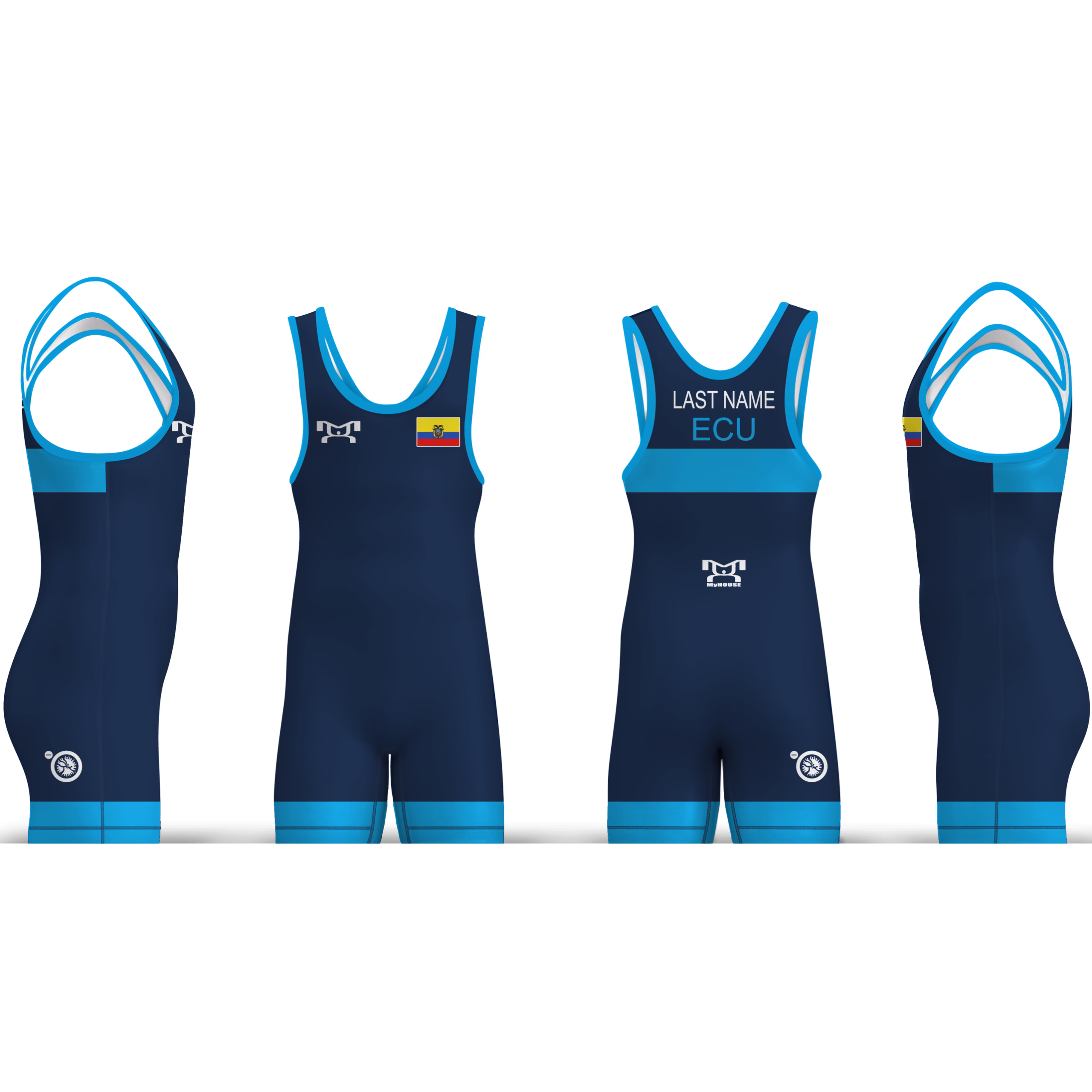 Ecuador UWW 2024 Blue Freestyle Singlet(PRE ORDER)
