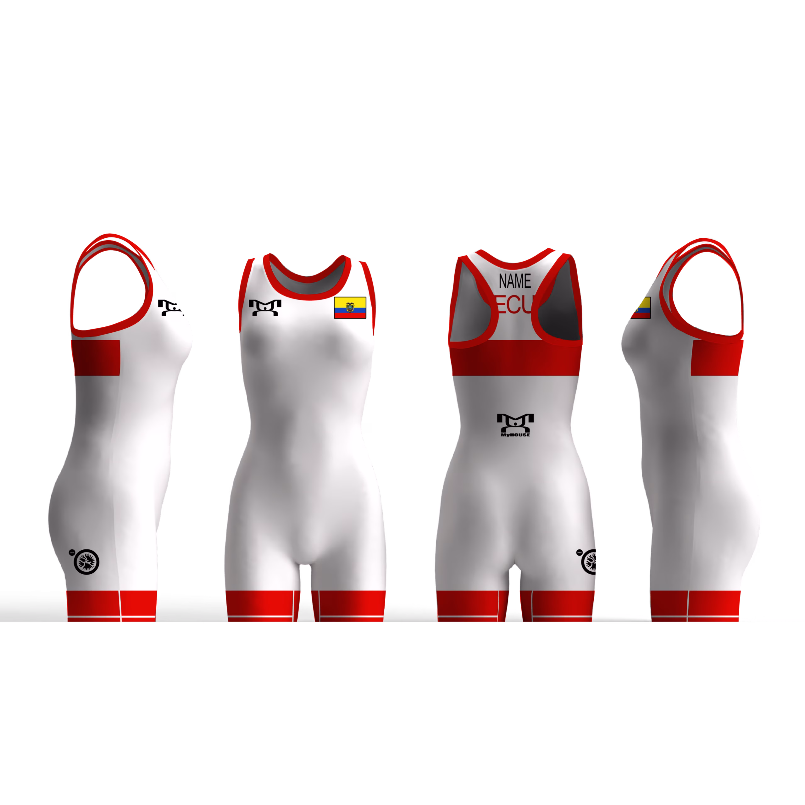 Ecuador UWW 2024 Women's Red Freestyle Singlet(PRE ORDER)