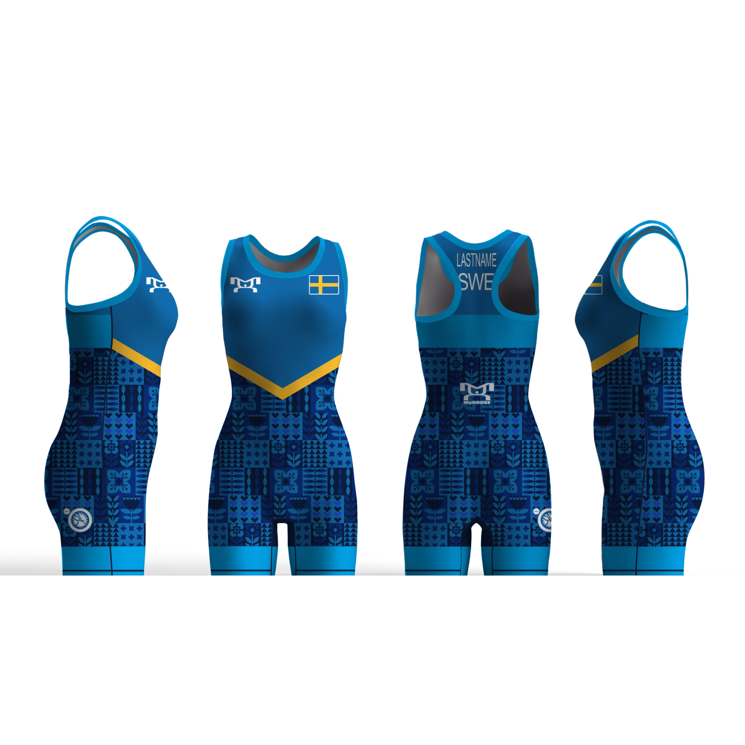 Sweden UWW 2024 Women's Blue Freestyle Singlet (pre order)